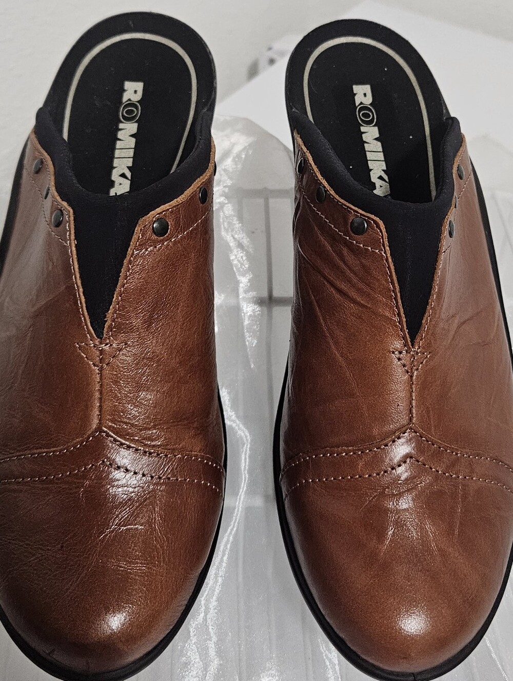 Romika Brown Leather Women’s Slip-On Mules